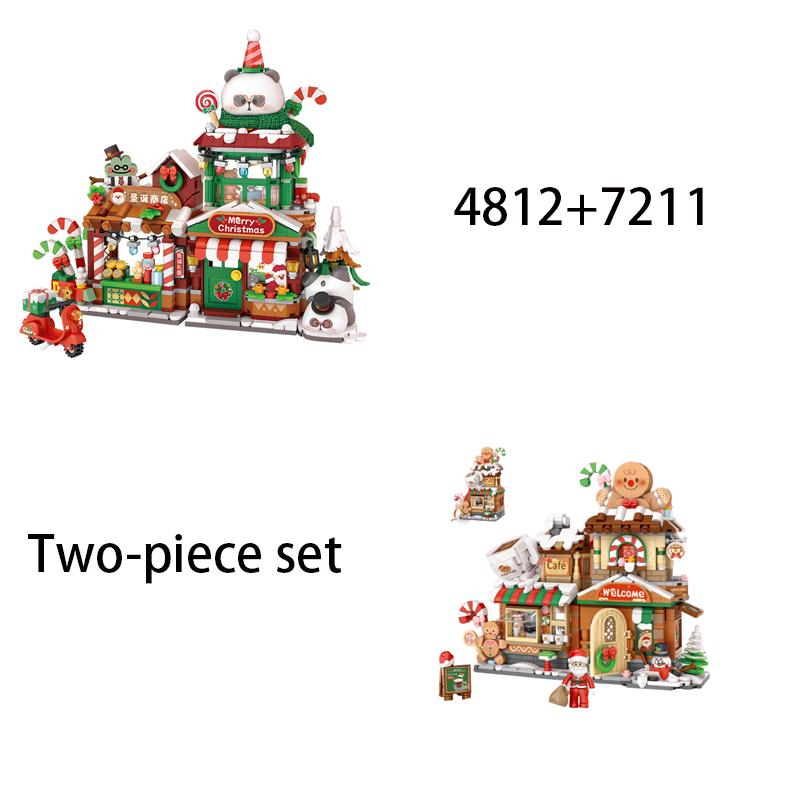 LOZ Christmas gift, folding street gingerbread house DIY building model assembly, building blocks toys, children's holiday gift
