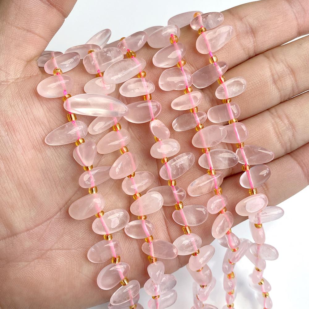 7-16mm Irregular Natural Pink Rose Crystal Quartz Stone Beads for Jewelry Making Diy Bracelet Necklace Tooth Drop Shape