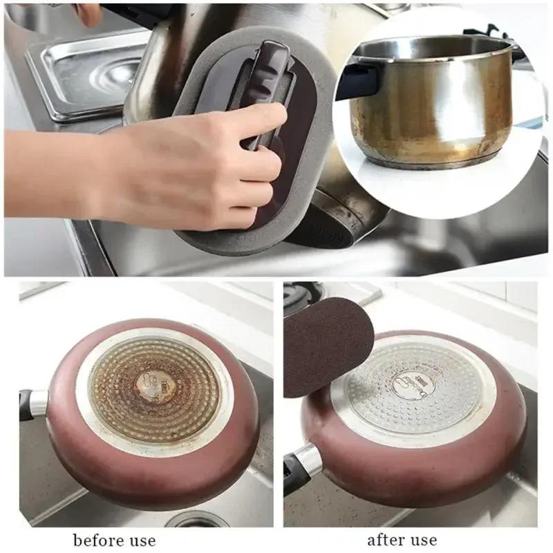 1/2/3PCS Sponge Kitchen Pot Brush with Handle, Rust Cleaning Tool Sink Pot Dish Scrubber Bathroom Decontamination Cleaning Brush