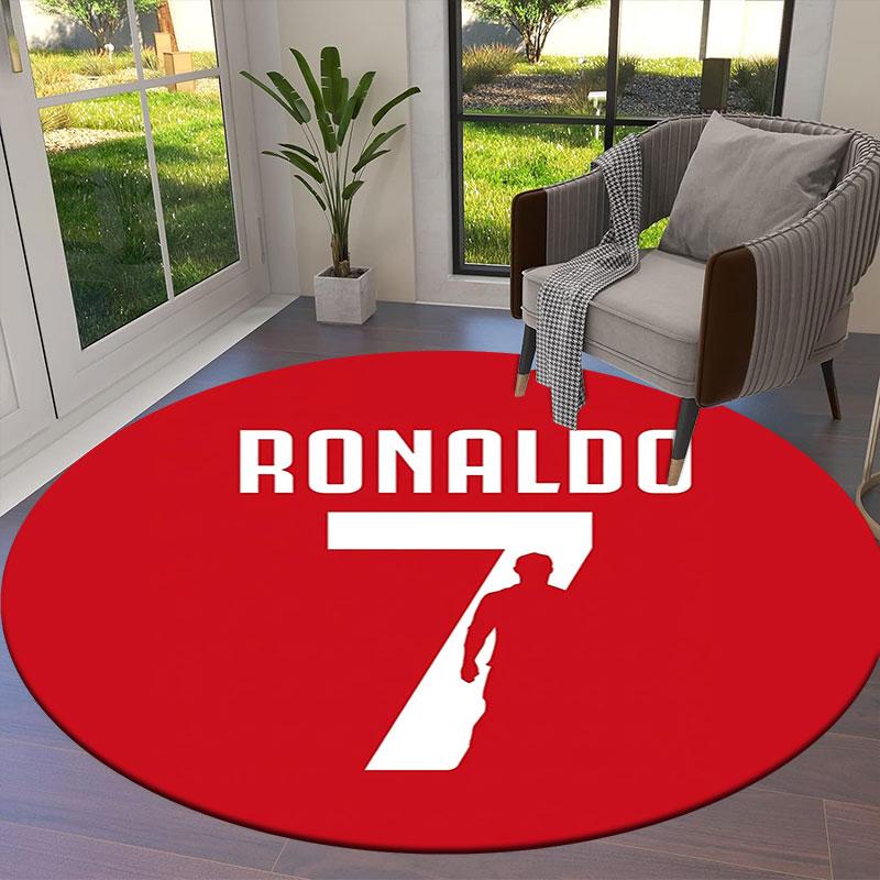 CR7 Cristiano Ronaldo Round Area Rug,Carpet Rug for Living Room Bedroom Sofa Playroom Decor,Non-slip Floor Mat