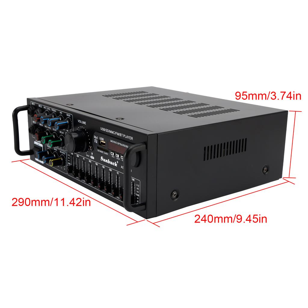 2000W Peak HiFi Power Amplifier for Car Stereo Home Theater Karaoke Speaker Sound System with Bluetooth 5.0, Remote Control