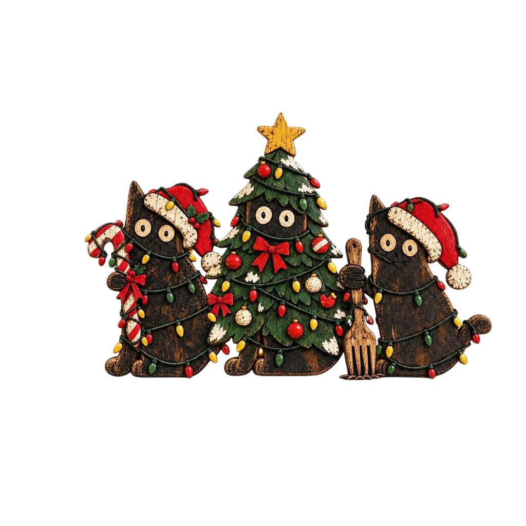 2D Christmas Tree Wooden Tabletop Ornament for Festive Holiday Home Decoration
