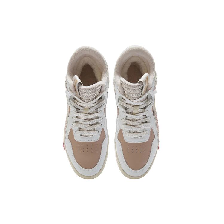 Li Ning Wave Suprewave Mid Slip Resistant Abrasion Resistant Mid top Skateboard Shoes Women's Light Taupe AGCR234-5