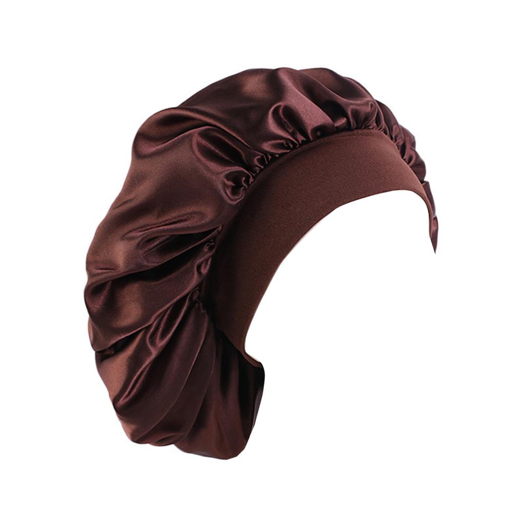 Large Brim Nightcap Sleeping Hat Satin Bonnet Wide Band Silk Sleep Cap Bathing Shower Caps for Women Curly Hair
