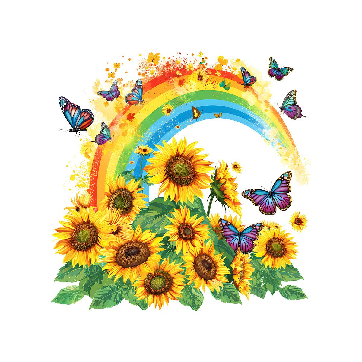 

Sunflower Rainbow Butterfly Wall Sticker for Kids Room Kindergarten Wardrobe Home Decor 45x60cm різнокольоровий