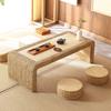Handwoven Grass Tatami Table Japanese Minimalist Bedroom Desk Zen Coffee Stand Rustic Handmade Chinese Furniture