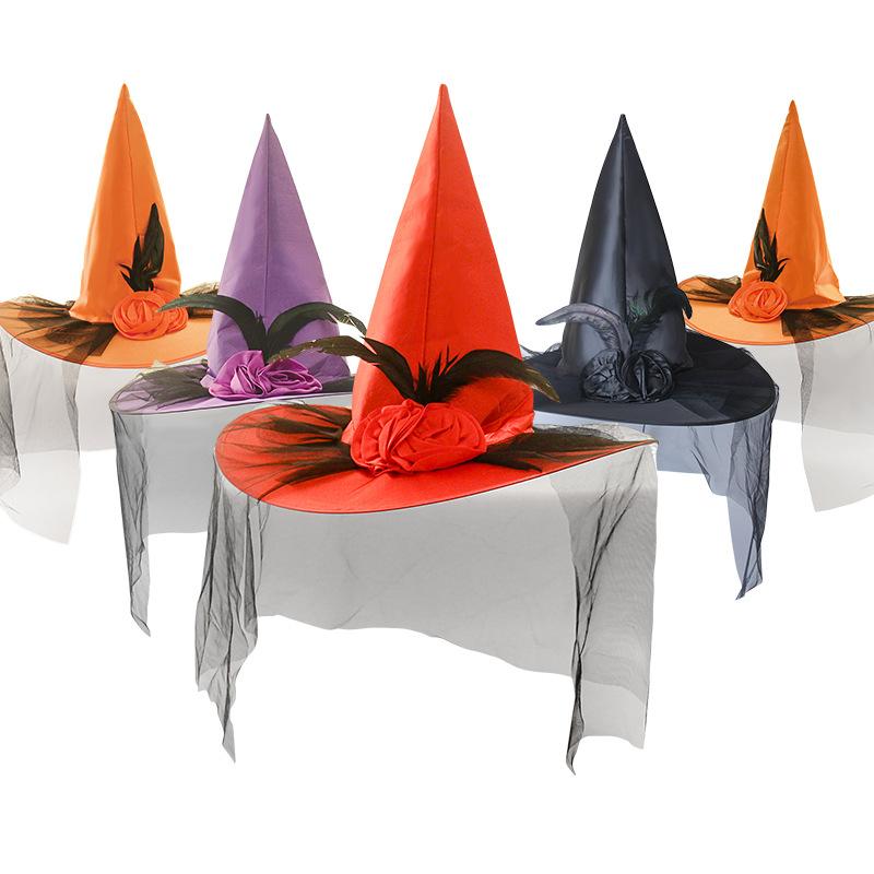 5pcs Halloween Witch Hat Magical Masquerade Carnival Costume School Performance Halloween Decoration Party Hat Wizard Men Women 