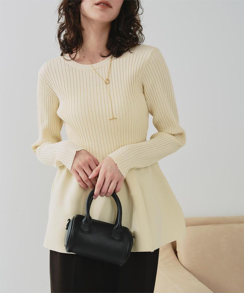 Titibait AFXP4187 Peplum Knit Size L Women's Two-Way Top, Ivory,