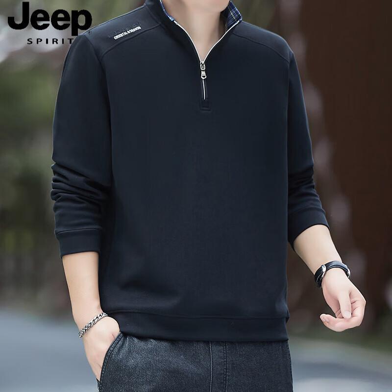 JEEP SPIRIT Men s Stand-up Collar Half-Zip Sweatshirt 2XL
