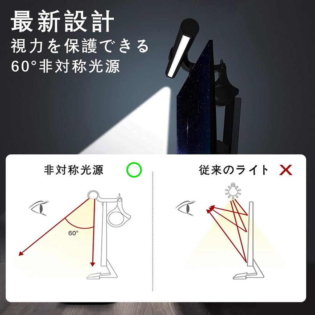 Iseebiz Monitor Light 41cm Monitor Hanging Light Bar USB Powered LED Screen Clip Desk Light 60 Degree Output Angle Asymmetrical Optics Stepless