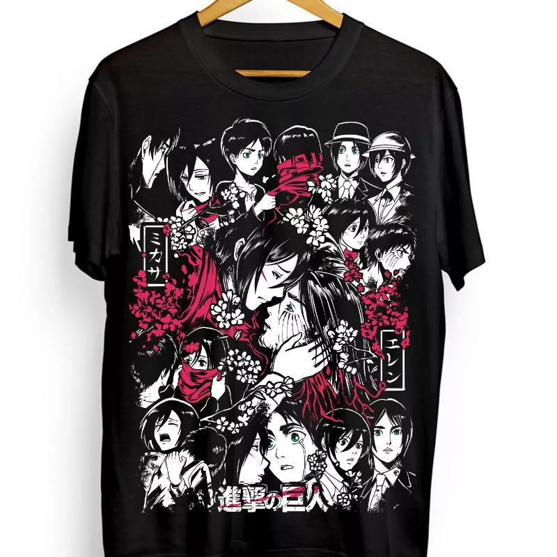 Attack Titans Mikasa Eren and Mikasa T-Shirt Girls Anime AOT Shirt T-Shirt Men's T-Shirt Summer New Men's and Women's Streetwear