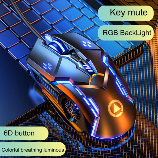 G5 Wired Mouse Mute Computer Accessories RGB BackLight Ergonomic USB 3200DPI E-Sports Mechanical