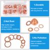 Copper Washer Gasket Flat Fitting Washers M5/M6/M8/M10/M12/M14 Nut and Bolt Set Flat Ring Seal Assortment Kit 200pcs