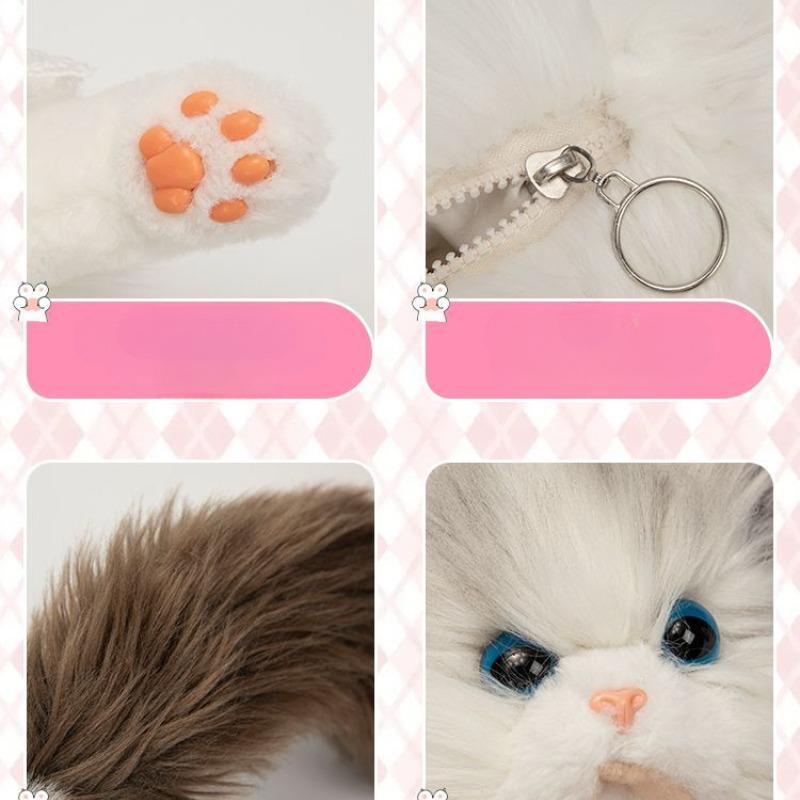 Weiche Plüschtasche Niedliche Simulierte Katze Designer Rucksack Damen Trendiger Rucksack Handtasche für Frau Schulrucksack Geschenke für Mädchen