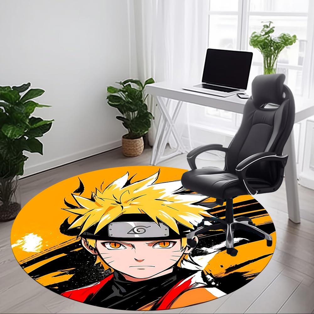 1pc Naruto Uzumaki Office Round Area Rug, Indoor Mat Suitable For Office,Bedroom Living Room Home Decor, Room Deco a0926099