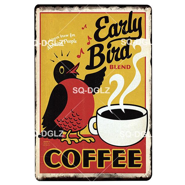 SQDGLZCOFFEE Menu Metal Sign Vintage Plaque Plate Decor For Pub Bar Wall Decor Break Coffee Tin Signs Retro Paris Cafe Poster
