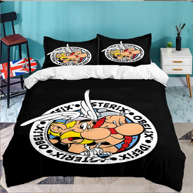 Asterix Freunde 3-teiliges Bettwäsche-Set, Enthält 1 Bettbezug und 2 Kissenbezüge, Perfektes Geschenk für Weihnachten, Ideal für Schlafzimmer, Wohnheim