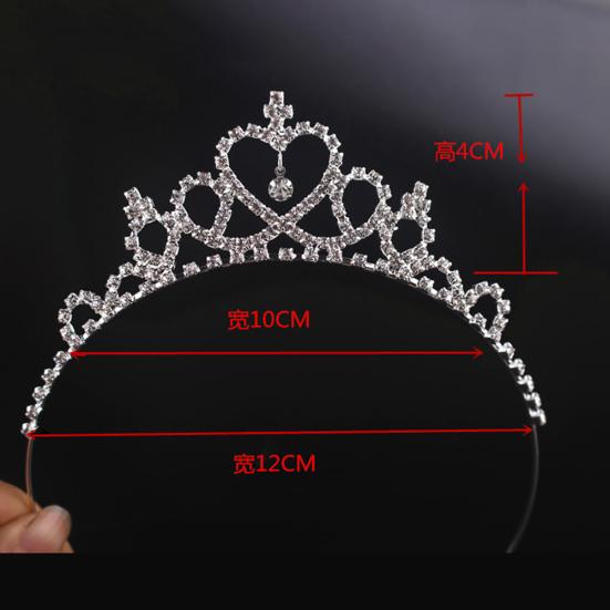 Kid Girls Elegant Heart Rhinestone Embedded Bridal Princess Tiara Crown pannebånd