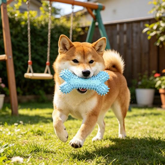 Hundeleckerli-Spender-Spielzeug Stacheliger Knochen Hundekauspielzeug Hundezahnreinigungspielzeug für Welpen Zahnungsangst Linderung