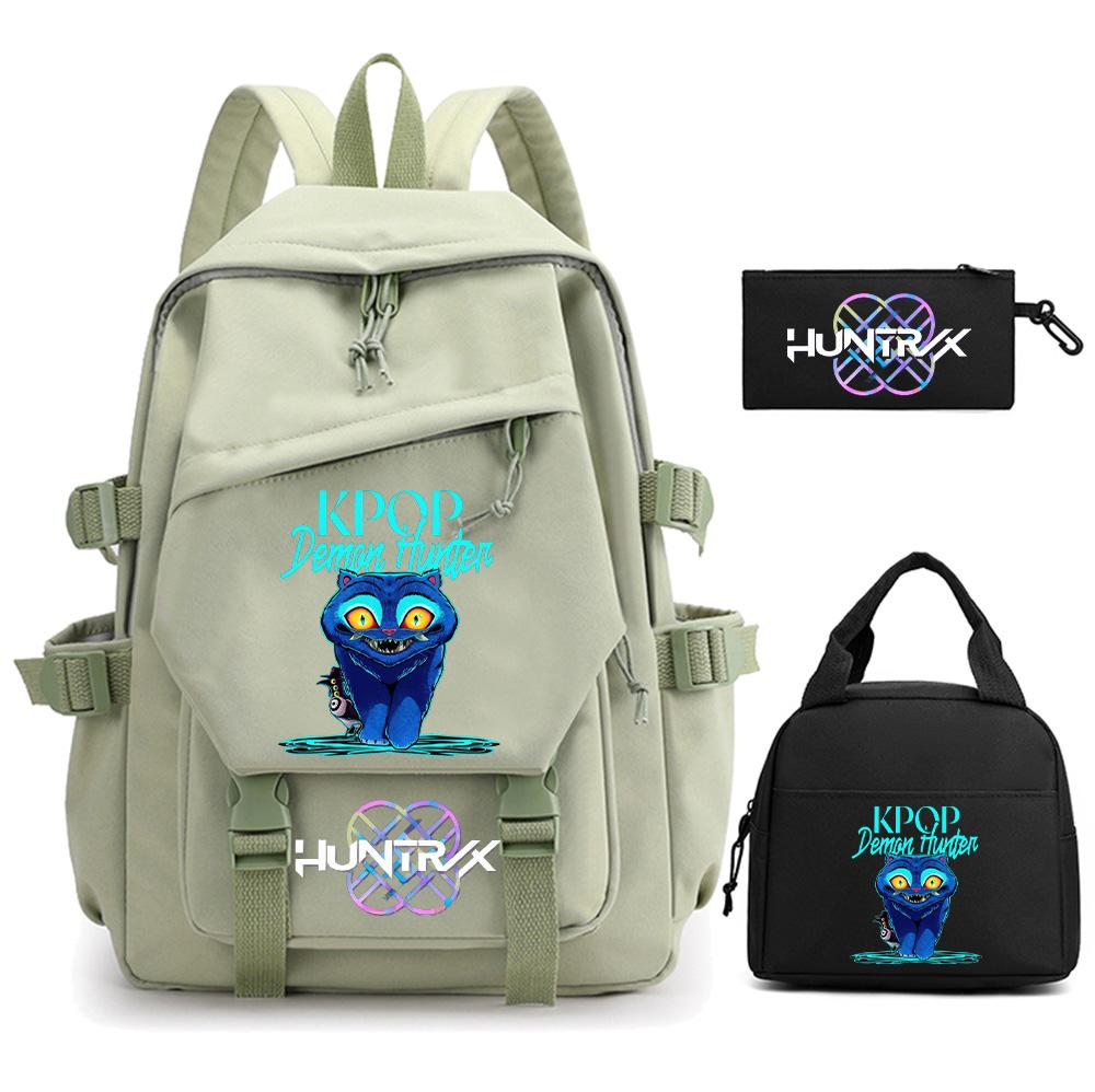 3Pcs/set K-pop Demon Hunters Printed Backpack for Teenger Boy Girl Large Capacity Schoolbag Children Student Bookbag Women Waterproof Travel Bag