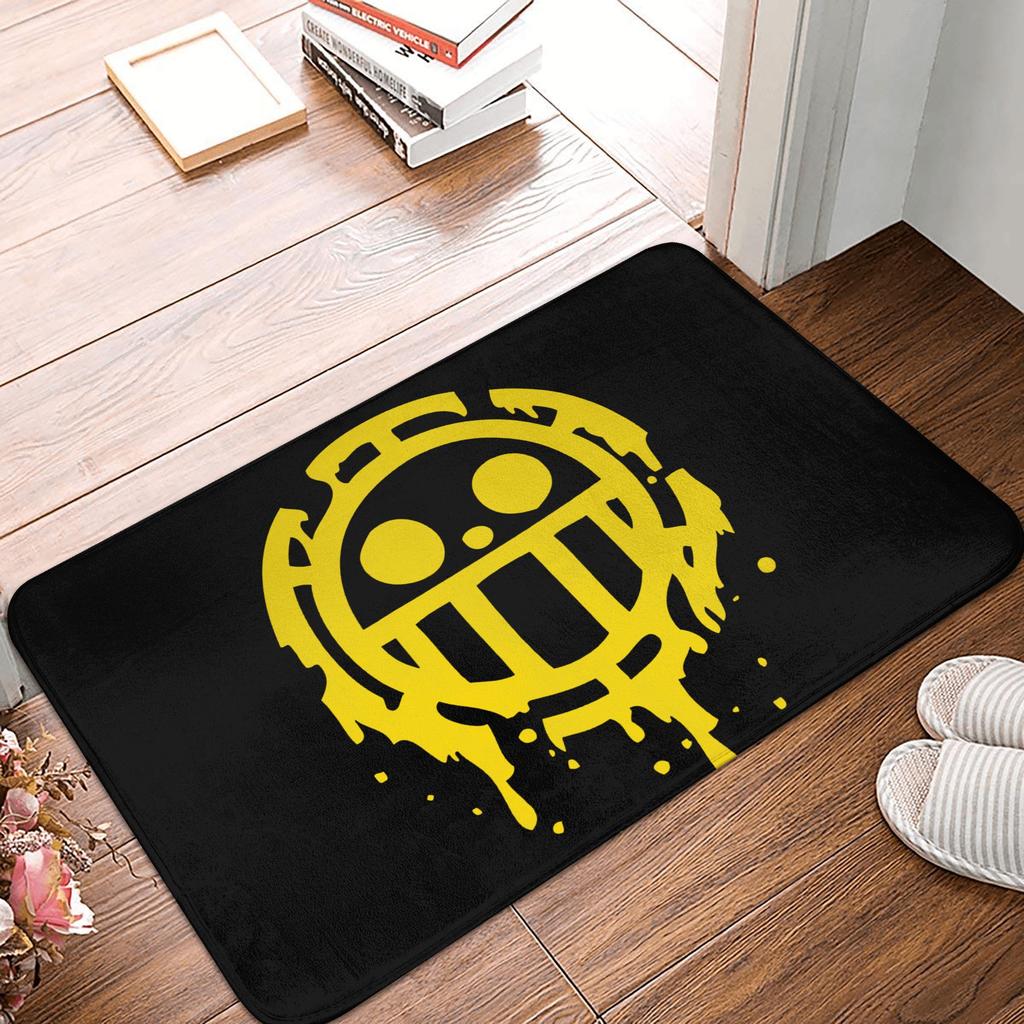 Anime One Piece Front Door Mat Anti-Slip Outdoor Absorbent Straw Hat Pirates Luffy Doormat Garden Garage Entrance Rug Carpet