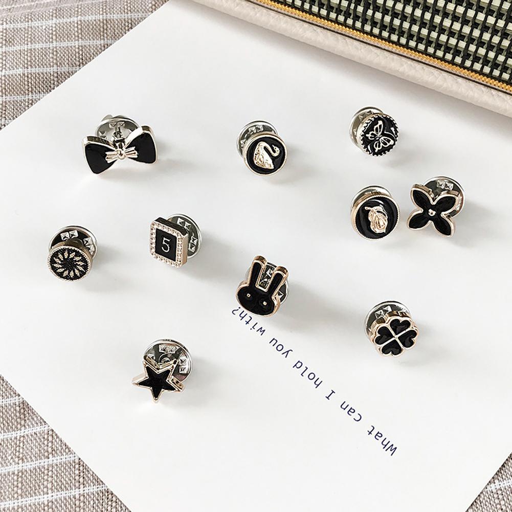 10Pcs/Set Simple Alloy Brooch Prevent Wardrobe Malfunction Botton Decor for Clothes