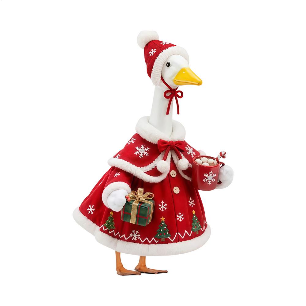 Goose Outfits Christmas Holiday Statue Dress Costume Decoration Fits 11-inch Garden Goose Outfits for Garden Yard Lawn Outdoor