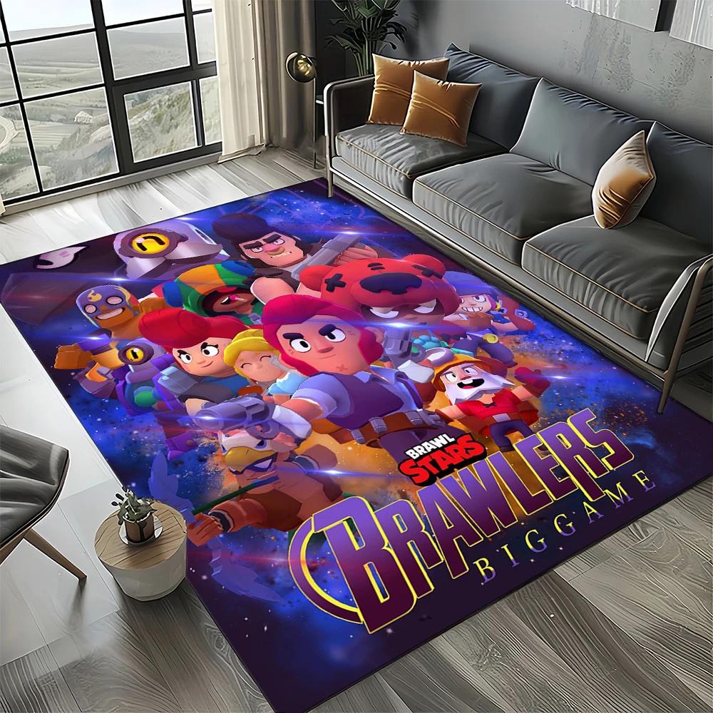 HOT B-Brawlls Cartoon Game 3D Print Rug Carpet for Living Room Bedroom Home Decor,kids Play Non-slip for Sofa Doormat