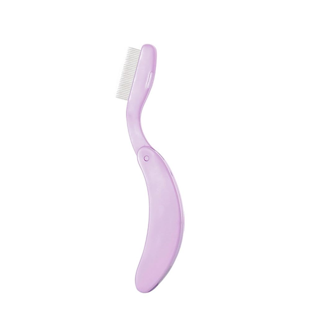 Folding Metal Eyelash Comb for Makeup and Eyebrow 1 Piece Care, Purple,