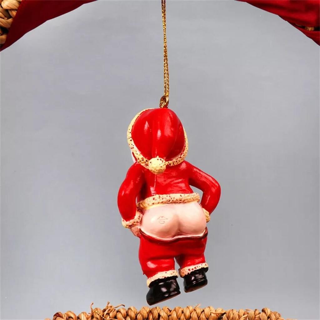 Resin Santa Bare Butt Pendant Christmas Tree Ornaments Navidad 2025 New Year Home Party Decoration Naked Santa Hanging Gift Toy