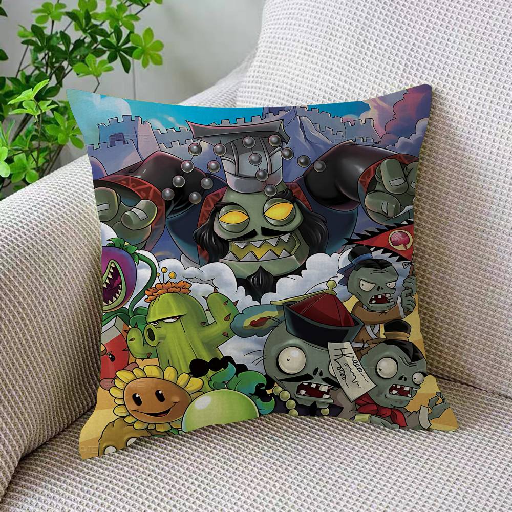 Classic Vintage P-Plants Vs Z-Zombies Maple Design Cushion Cover Happy Autumn Harvest Decor Holiday Decorati Pillow Cover