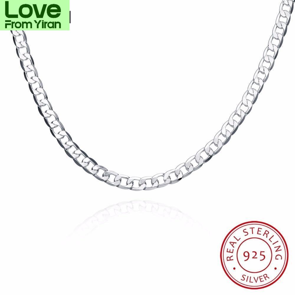 

6 мм, 16 дюймов-24 дюйма, звеньевая цепочка, ожерелья, серебряные украшения, мужское ожерелье, ожерелье из стерлингового серебра 925 пробы, мужские ювелирные аксессуары 40cm