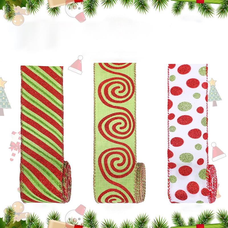 One Roll Christmas Christmas Diy Christmas Tree Decoration Silk Ribbon 6.3Cm Wide