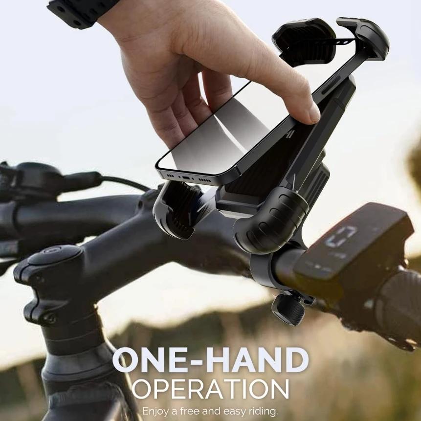 Motorcycle Phone Mount, Bike Phone Holder,1Second Lock & Release, 360° Rotatable, Shockproof for Scooter, ATV, Golf, Treadmill