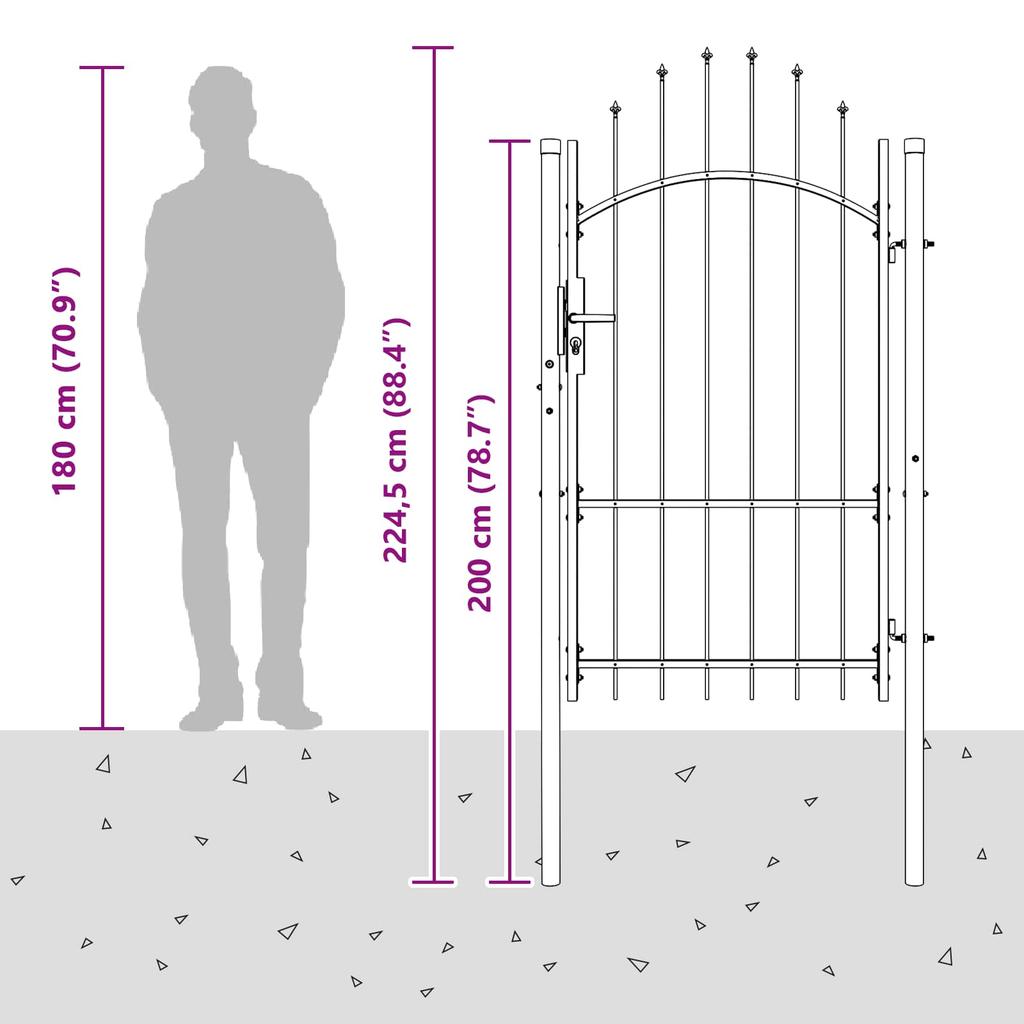 Garden Gate WOERDEN 175 X 100 Cm Steel Gray Lockable