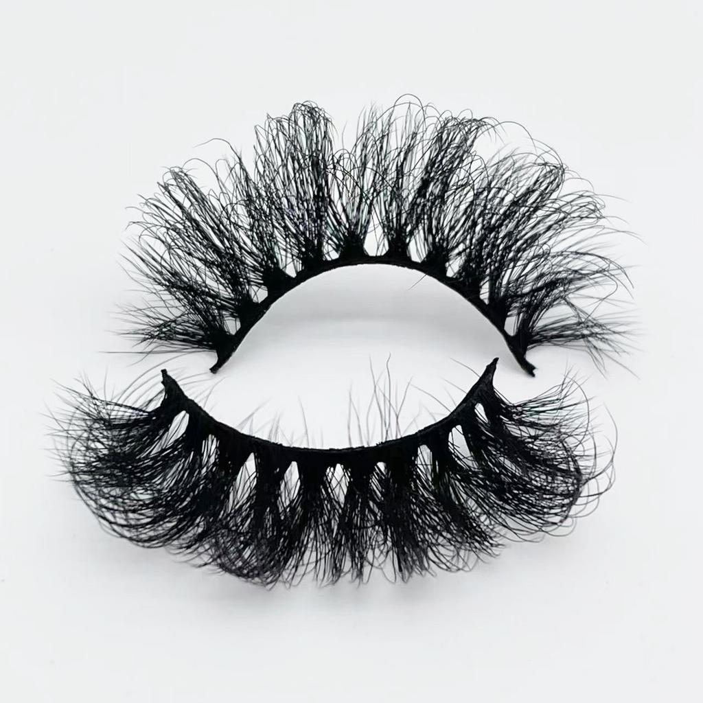 25mm Mink Eyelashes Russian Curly Eyelashes European And American Thick Messy Fried Hair False Eyelashes