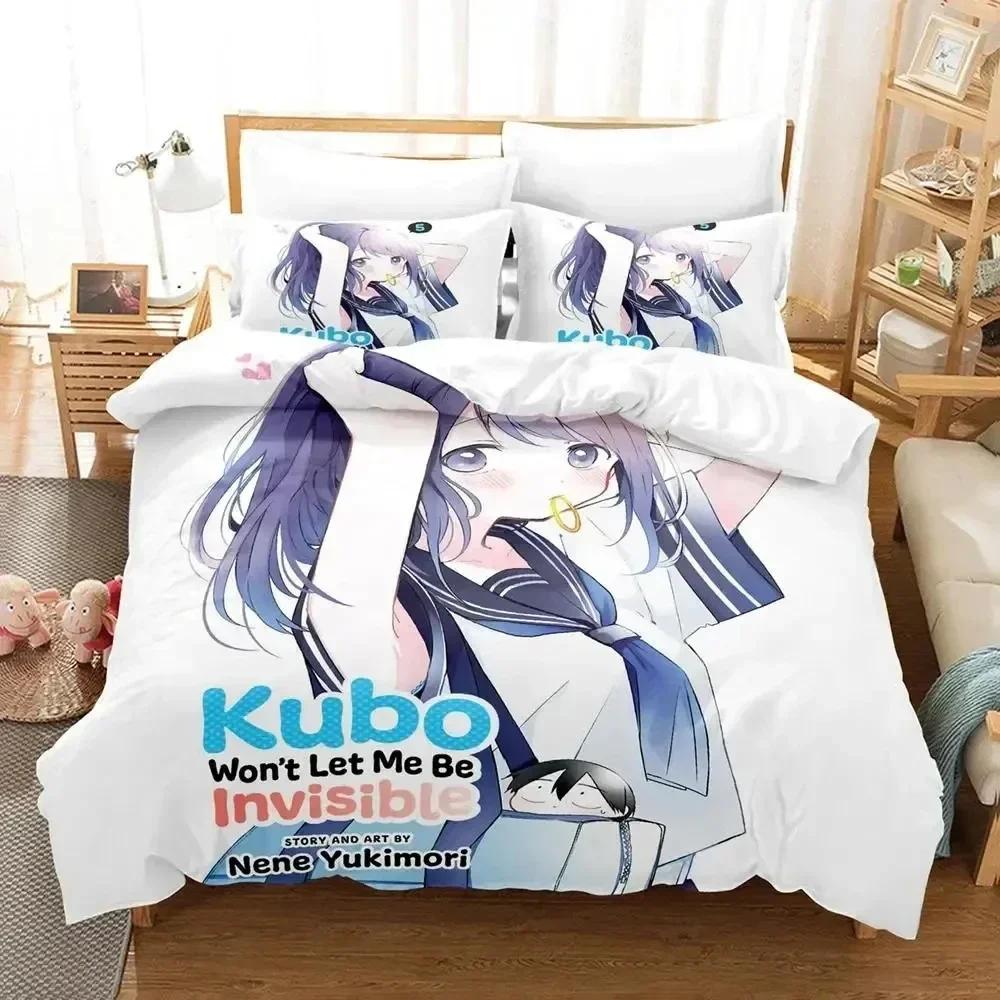 Anime Kubo Won't Let Me Be Invisible Bedding Set Printed With Pillowcase Bed Duvet Cover Soft Queen King Size Bedclothes Home