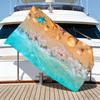 Realistic Beach Scene Beach Towel – Oversized Quick Dry Sand Free with Starfish & Seashell Print