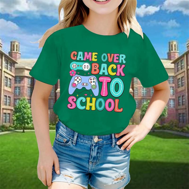Sommer Neu 3D Schulanfang Druck T-Shirt Erster Schultag Grafik T-Shirts Kinder Mode Streetwear Kurzarm Oberteil