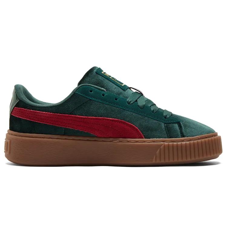 Puma Platform Velvet Sneakers Green Women's (Unisex) Skate Shoes 373935 03