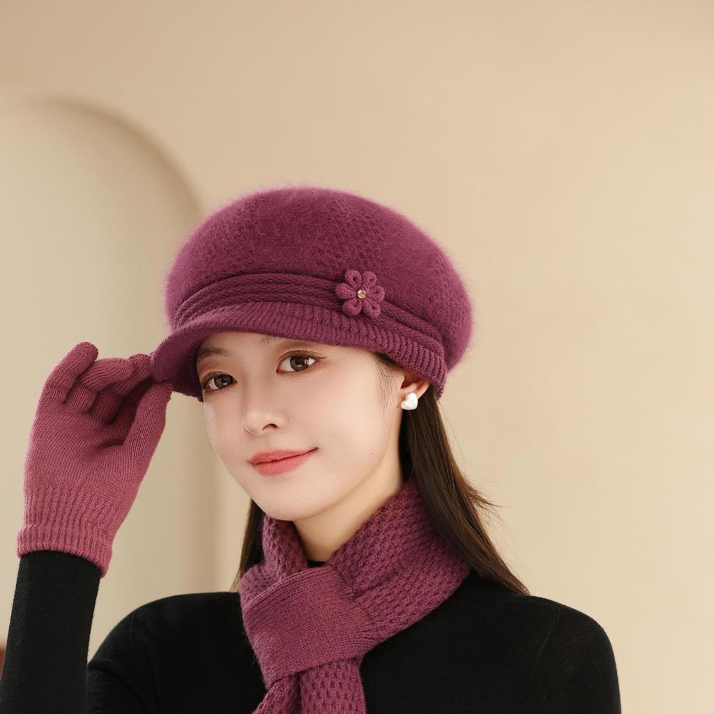New Rabbit Fur Hat Women's Knitted Wool Hat In The Elderly Warm Fleece Hat Cold Hat