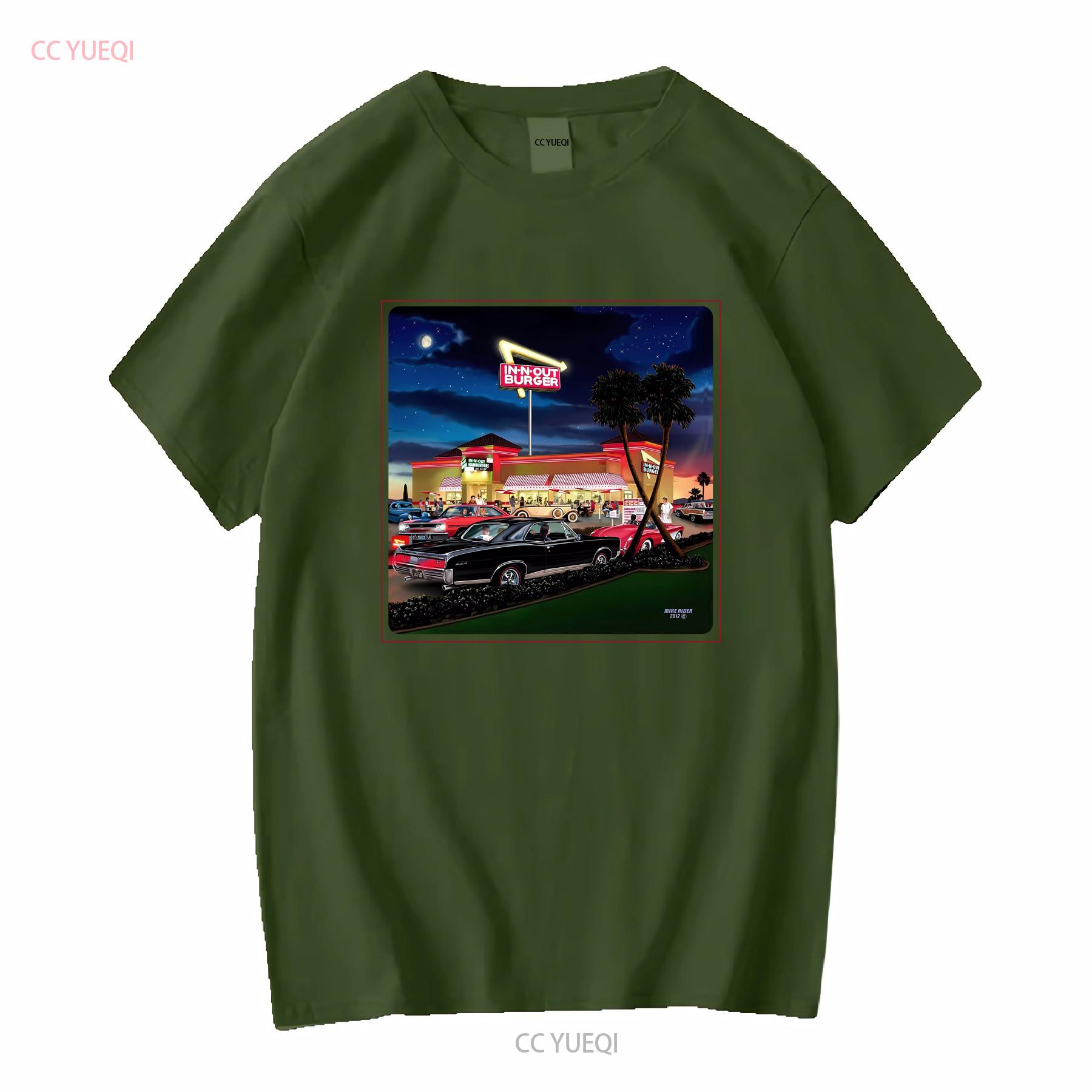

In N Out Burger Las Vegas 2 Palm Trees Classic Cars White T Shirt Size Small vintage Washed Stretched Casual Unisex fashion S