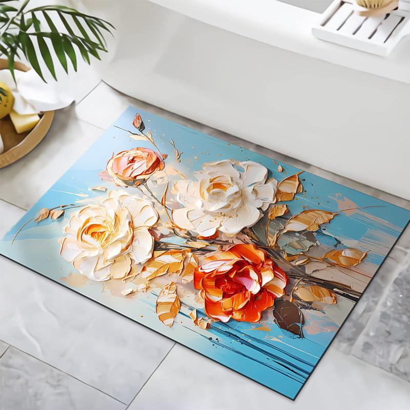 

3D визуальный цветочный диатомовый грязевой коврик для пола в ванной комнате коврик для входной двери впитывающий коврик для ног в ванной комнате 30*40cm