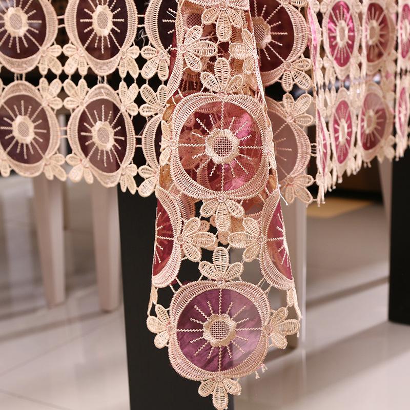 New Hollow Tablecloth Transparent Glass Yarn Embroidery European Cover Washable For Tea Table
