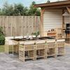 Vidaxl 9-Cz. Garden Furniture Set With Cushions, Beige, Poly Rattan