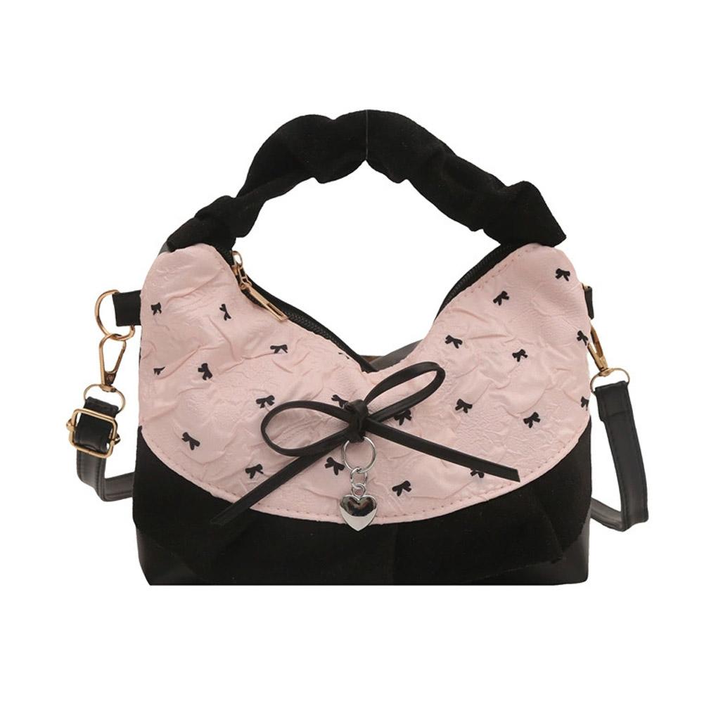 Bow Lace Splicing Dumpling Handbag Grid French Underarm pouch Tote bag Single-shoulder crossbody bag Daily commuting bag