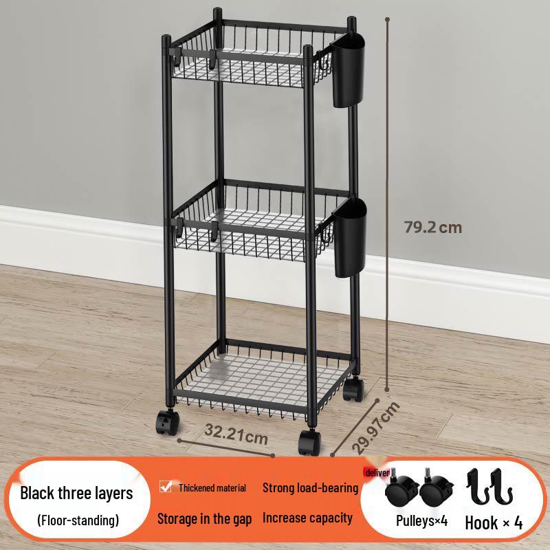 Multi-layer Bathroom Shelf with Wheels - Narrow Gap Storage Trolley