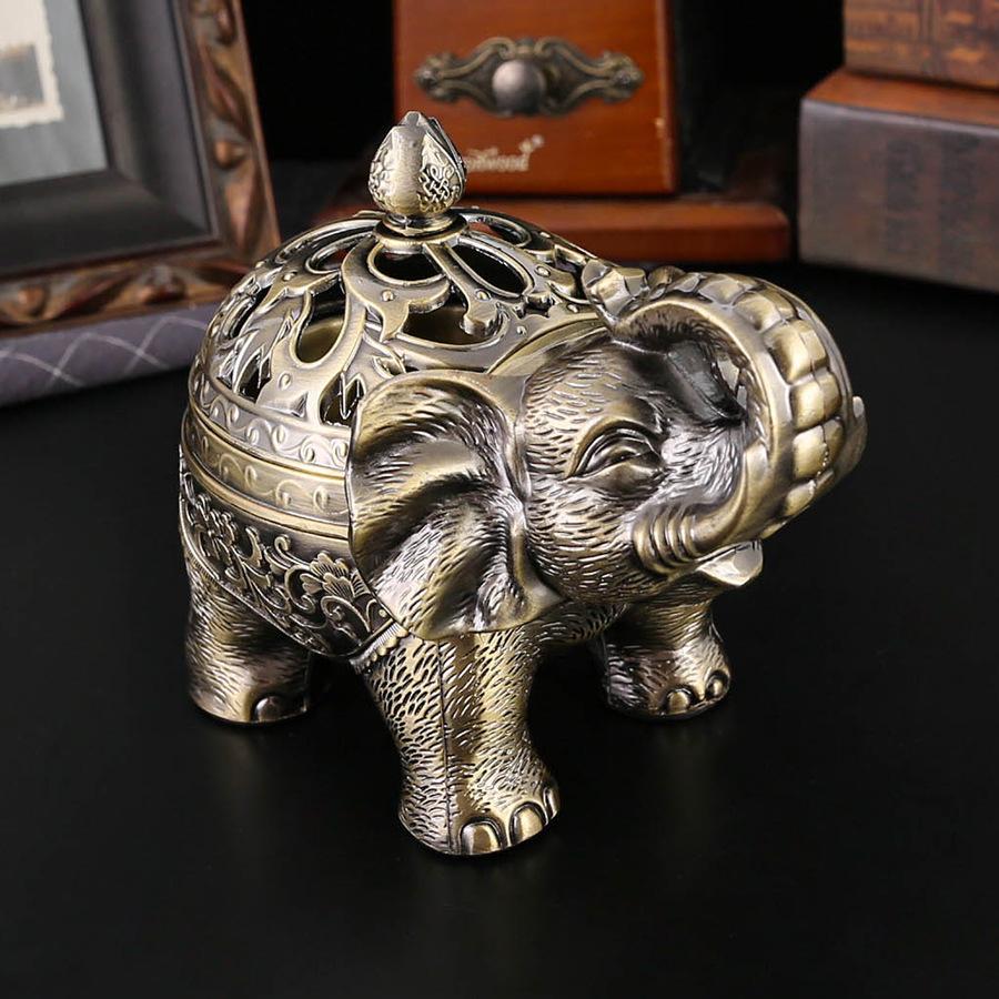 European incense burner ashtray zinc alloy creative metal living room decoration elephant animal home shape light luxury