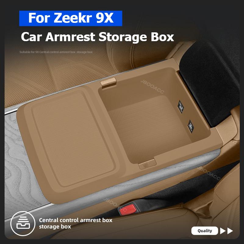 For Geely ZEEKR 9X 2025 2026 Car Center Console Armrest Storage Box Case Silicone Organizer Case Car Accessories Dustproof Pad