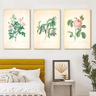 Antique Flowers Botanical Canvas Painting Vintage Plants Posters Room Wall Art Decor Retro Floral Pictures For Home Decoration